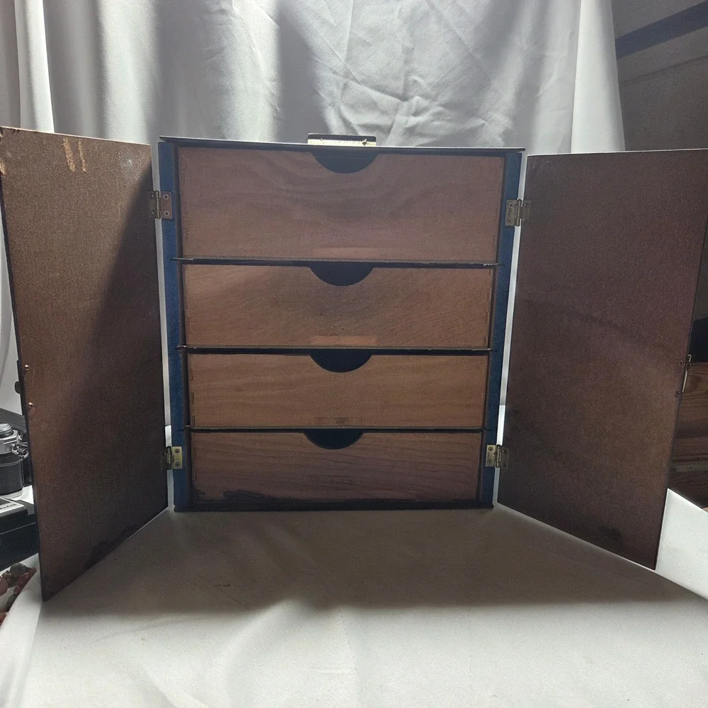 Vintage AIC Soligor Optical Filter Wooden Storage Cabinet 4 Drawers With Filters